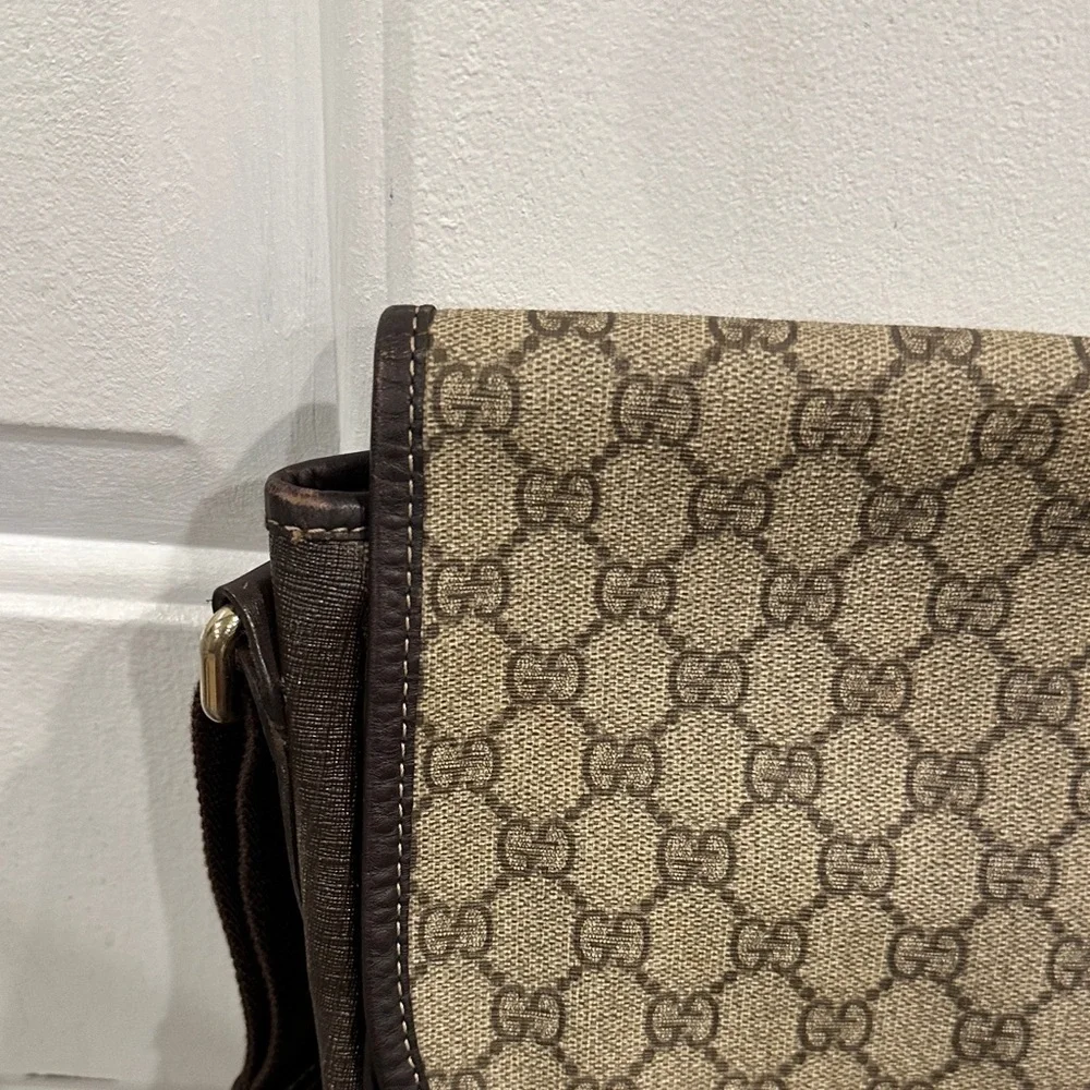 Gucci Beige and Brown Monogram Messenger Bag
